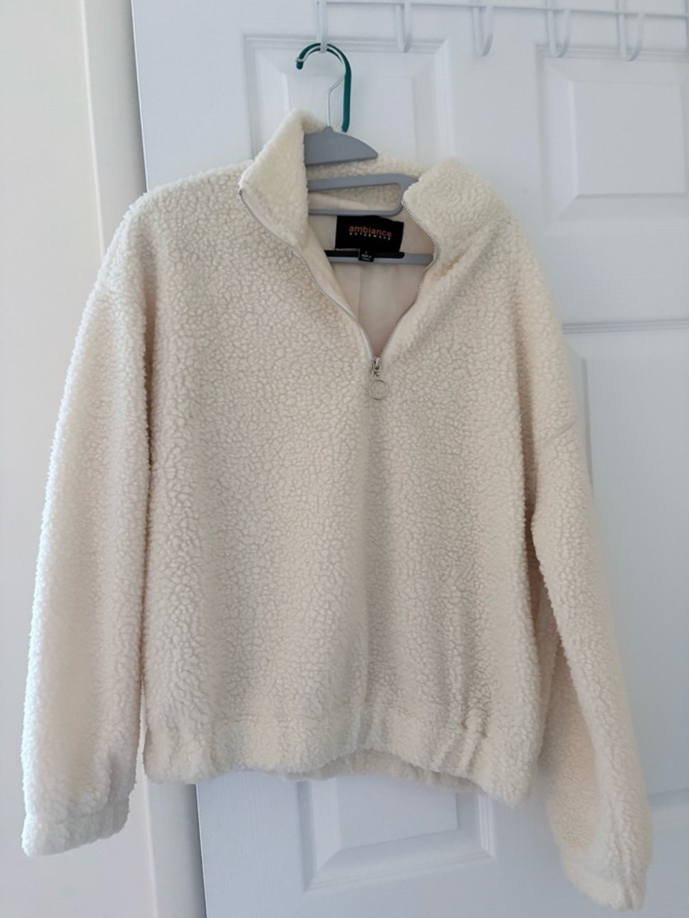 Ambiance Cozy Sherpa Half-Zip Pullover - Cream
